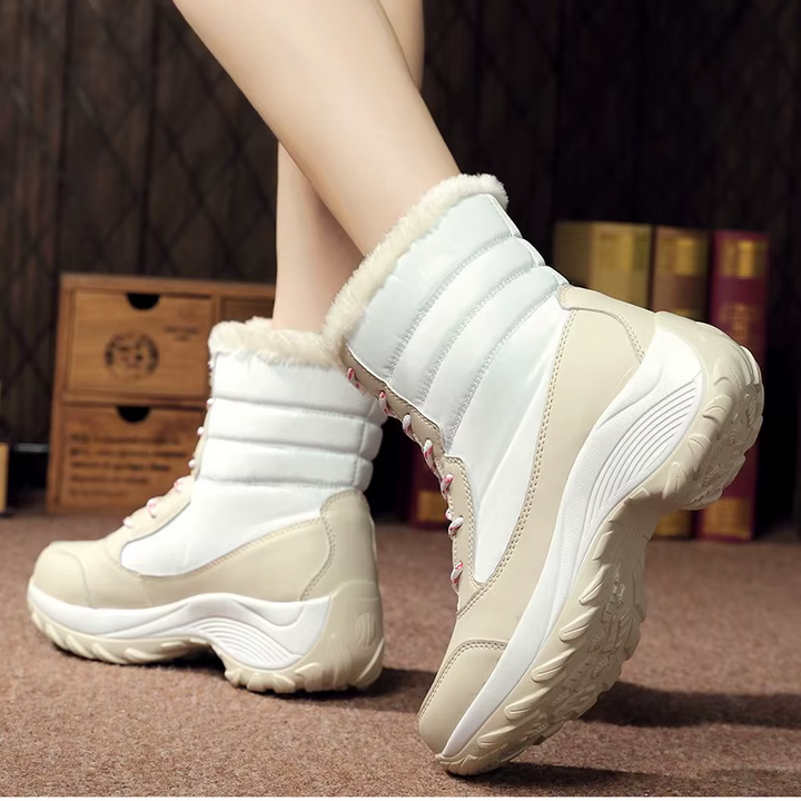 Damen Winterstiefel wasserdicht und warm gefüttert | Schnürstiefel mit rutschfester Profilsohle für Schnee, Regen und kalte Tage
