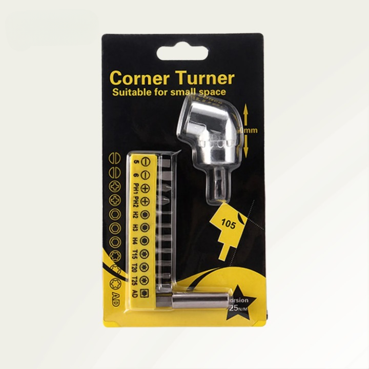 Winkelbohrer-Adapter 105° für enge Stellen | 1/4" Sechskant kompatibel &amp; magnetisch | rostfreier 45er Stahl | 60/140 mm