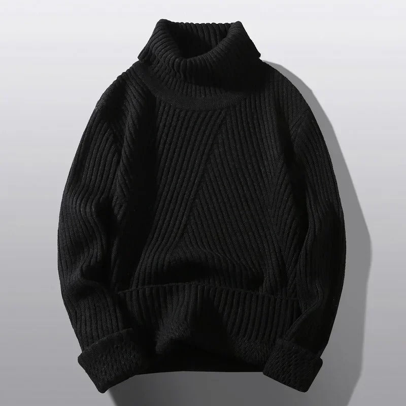 Herren Winter Rollkragenpullover aus Rippstrick | Warmer Pullover mit hohem Kragen, weicher Stoffqualität und lockerer Passform