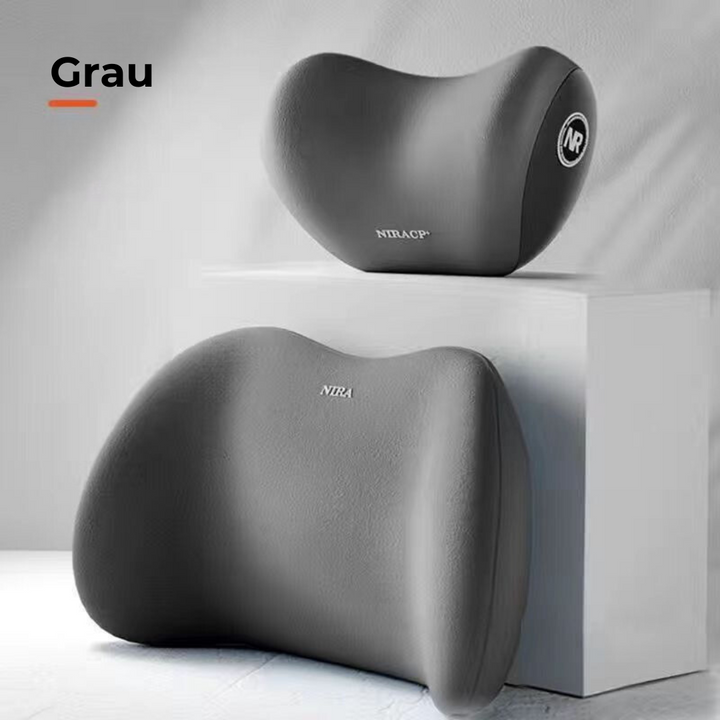 Nacken- &amp; Lendenwirbelkissen fürs Auto | Ergonomische HWS- &amp; Rückenstütze | Memory-Schaum, verstellbar &amp; einfach zu montieren
