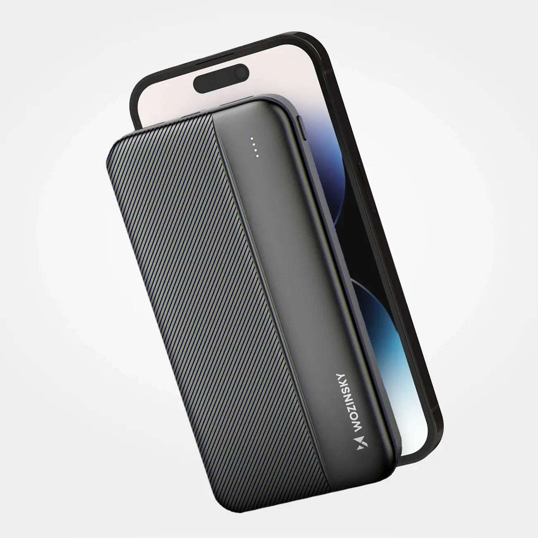 Powerbank 10.000 mAh | Kompaktes Dual-USB-Ladegerät mit USB-C, Micro-USB und LED-Anzeige