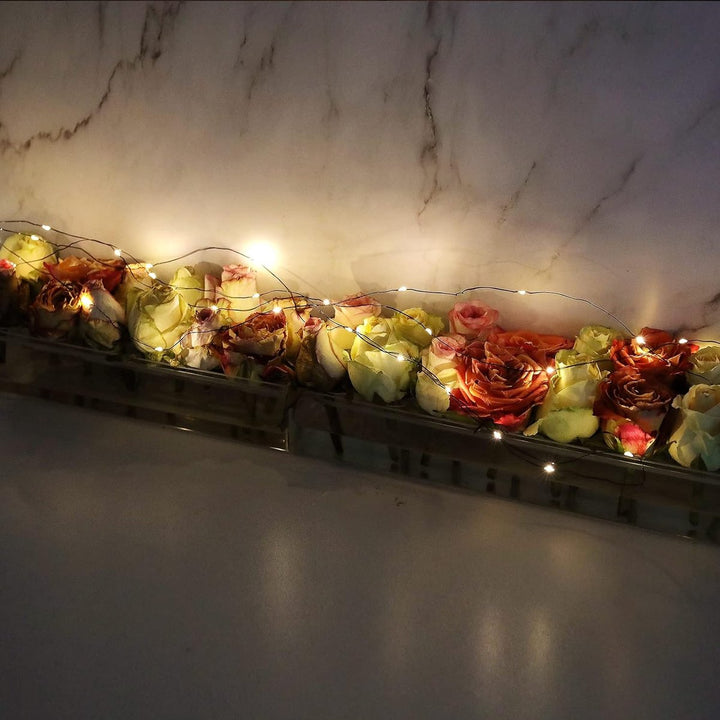 Vaso per fiori sospeso in acrilico trasparente con griglia a fori | Scegli 12/16/22 steli | Opzionale con luce LED | Decorazione da tavolo