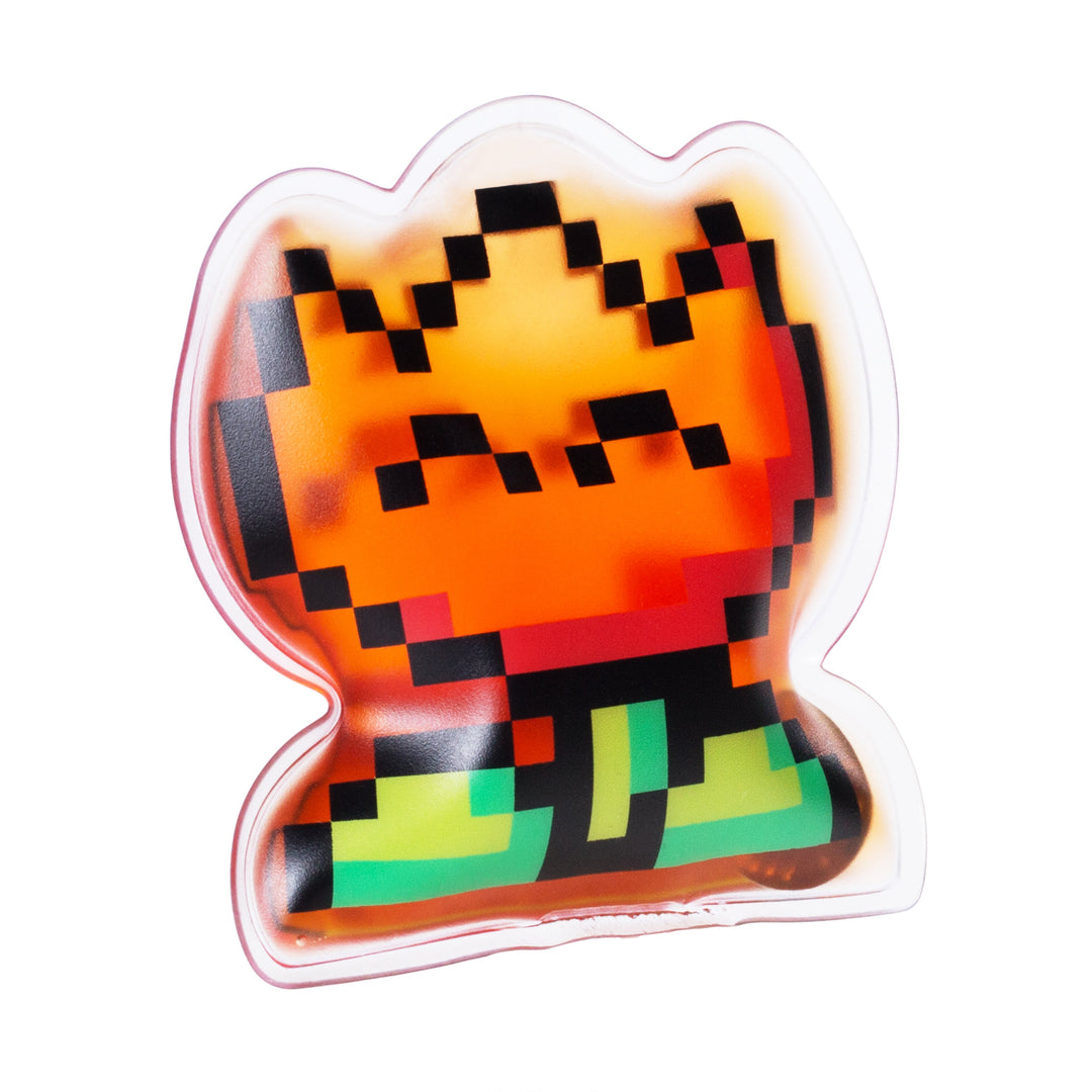 Taschenwärmer mit Pixel-Feuerblume | Wiederverwendbarer Handwärmer mit Knickplättchen und Natriumacetat | Bis 53 °C Wärme