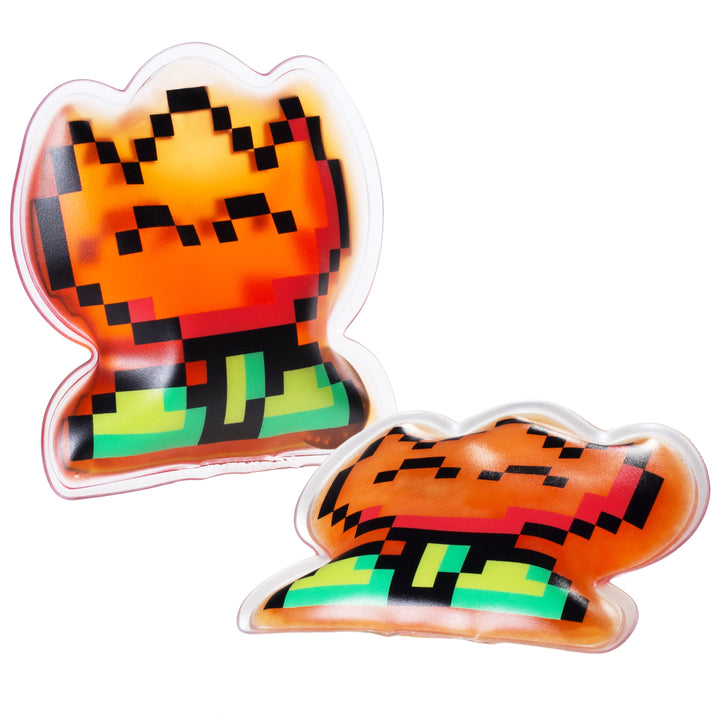 Taschenwärmer mit Pixel-Feuerblume | Wiederverwendbarer Handwärmer mit Knickplättchen und Natriumacetat | Bis 53 °C Wärme