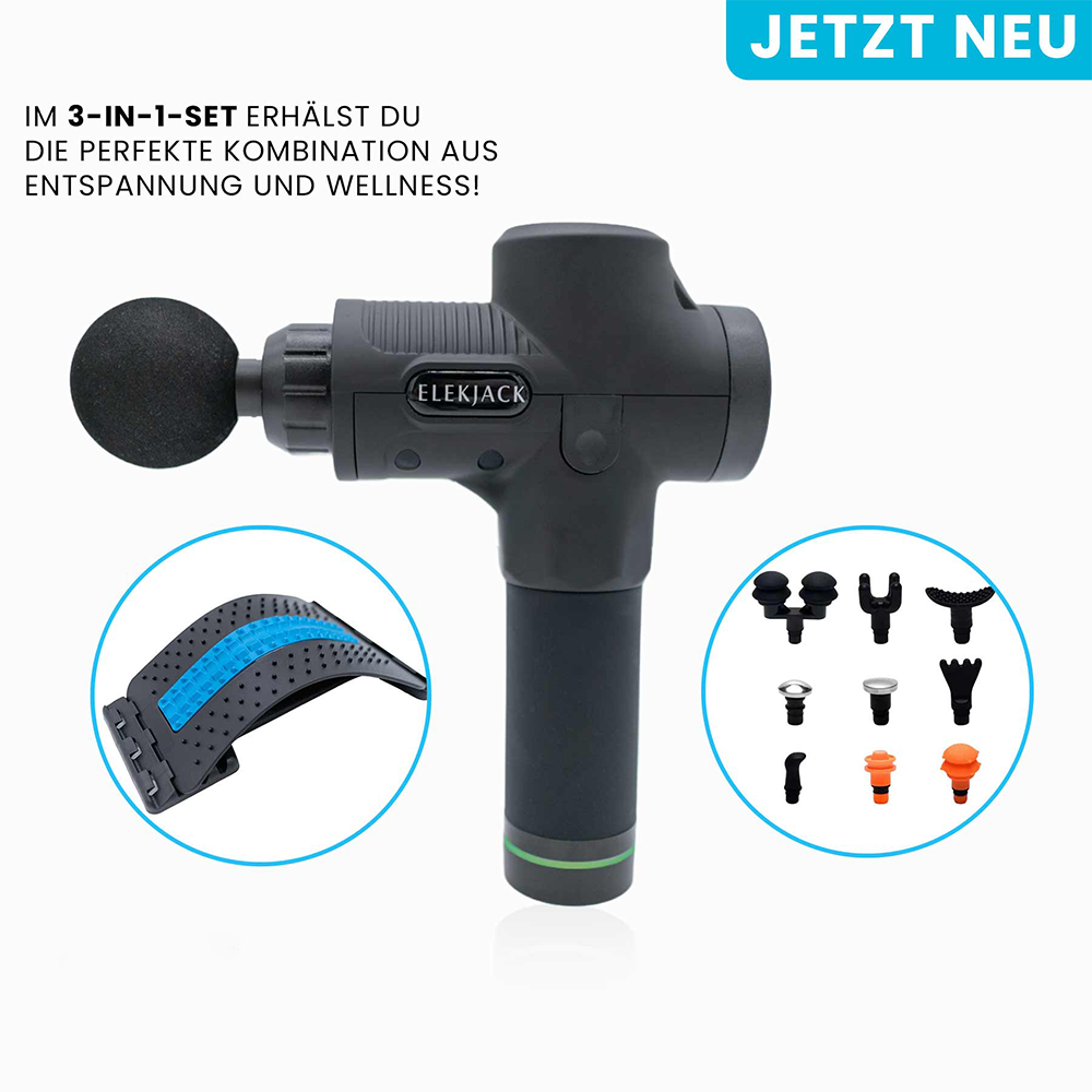 Massagepistole | Tiefengewebemassage mit 6 Aufsätzen &amp; Tragetasche
