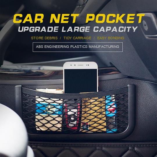 Auto-Organizer Netz mit Klettverschluss – VeloStash für Handy &amp; Essentials | Transparent, elastisch | Für Auto, Büro &amp; Zuhause