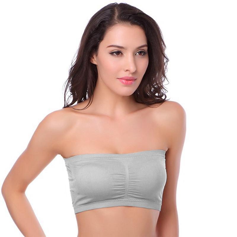 Trägerloser Bandeau-BH nahtlos &amp; rutschfest | Drahtlos, ultra dehnbar &amp; atmungsaktiv | Glättet Rücken/Seiten | Nylon