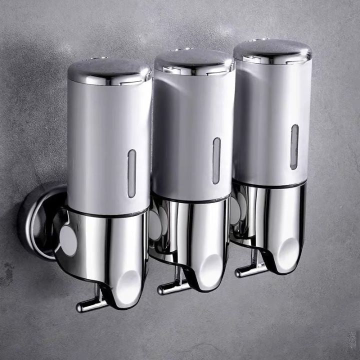 Distributore di sapone da parete | Acciaio inox e ABS | Design moderno | Salvaspazio e ricaricabile