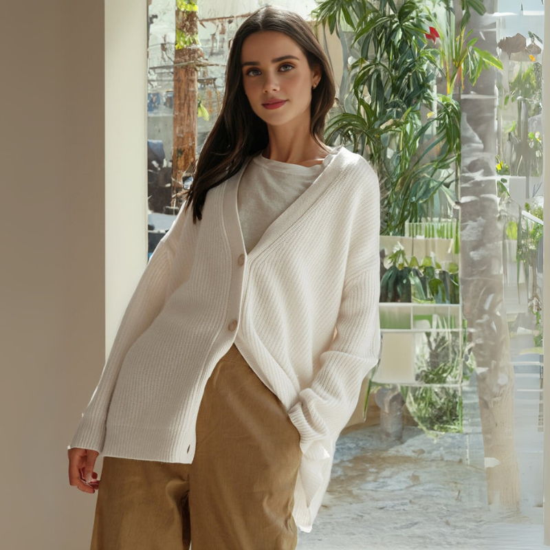 Damen Oversize Strickjacke gerippt | Lockerer langer Cardigan mit strukturierter Rippoptik für Alltag, Büro und Lagenlooks