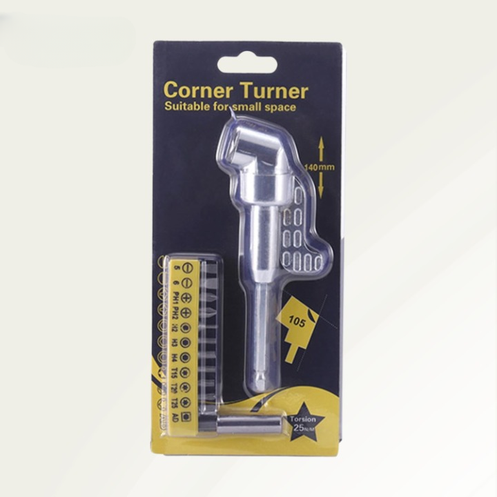 Winkelbohrer-Adapter 105° für enge Stellen | 1/4" Sechskant kompatibel &amp; magnetisch | rostfreier 45er Stahl | 60/140 mm