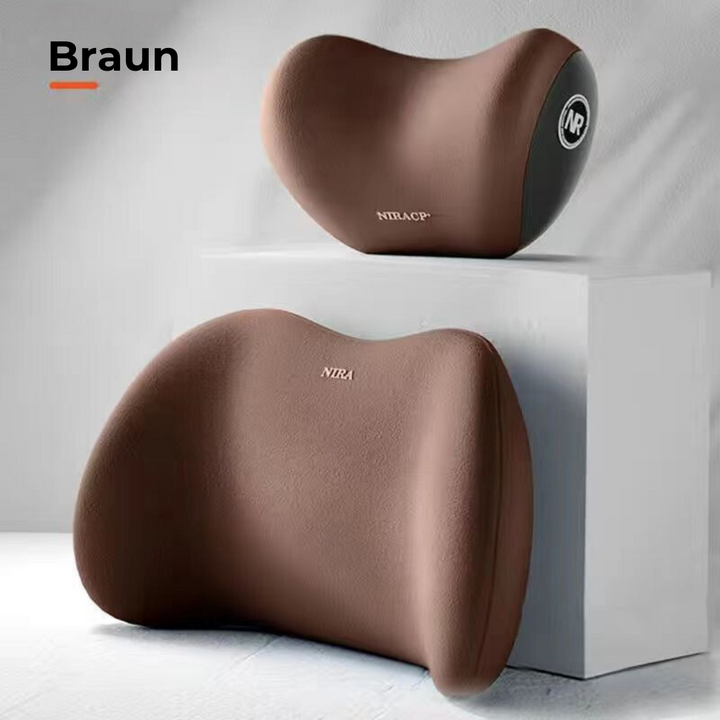 Nacken- &amp; Lendenwirbelkissen fürs Auto | Ergonomische HWS- &amp; Rückenstütze | Memory-Schaum, verstellbar &amp; einfach zu montieren