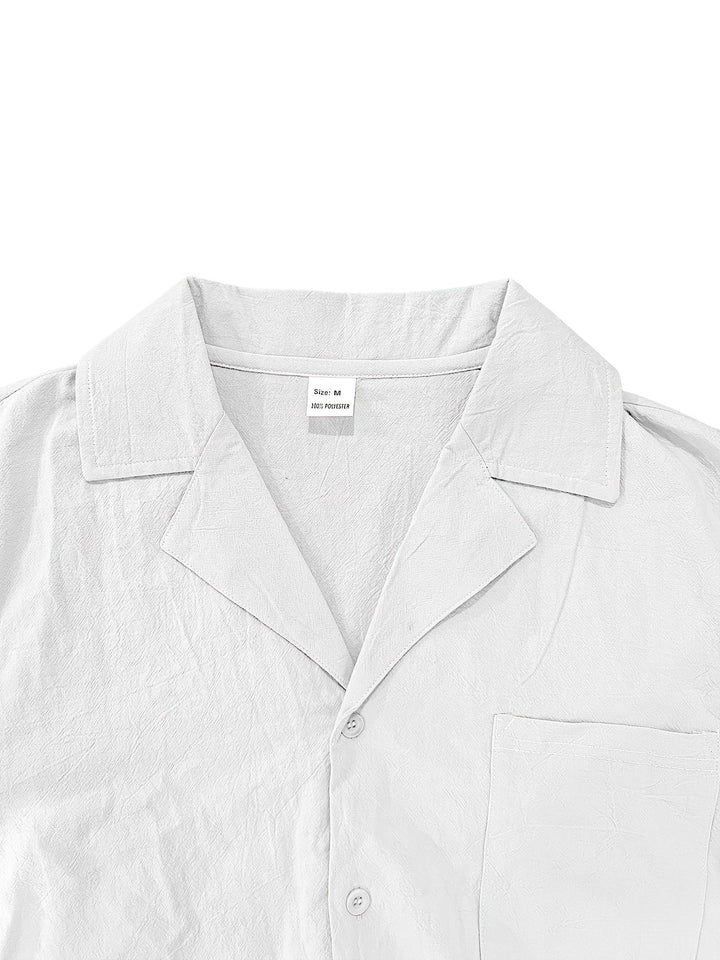 Herren Leinen-Set 2-teilig | Kurzarmhemd mit Kragen &amp; Hose mit Gummibund | Atmungsaktiv, sommerlich, S–XXXL