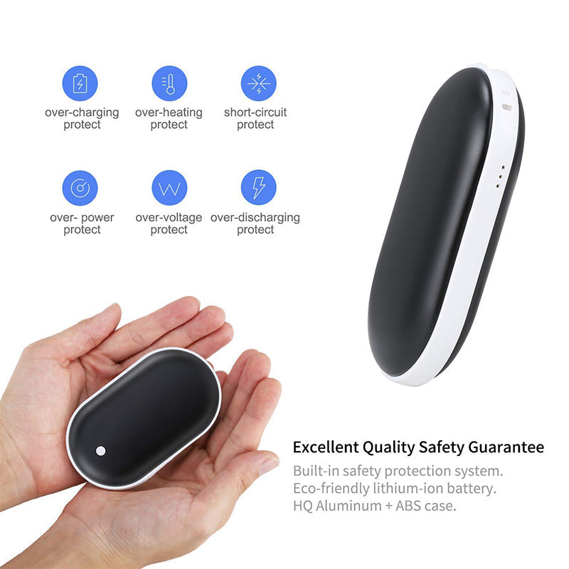 Wiederaufladbarer Handwärmer 5200 mAh | 3 Heizstufen bis 55 °C, Powerbank-Funktion und beidseitige Wärme | 4–8 Std.