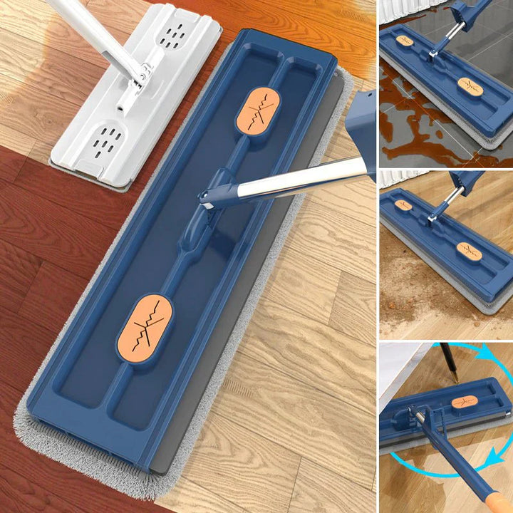 Flachmopp mit Freihand-Auswringsystem | 360° Bodenwischer mit Mikrofaserpad | Für Parkett, Fliesen &amp; Laminat