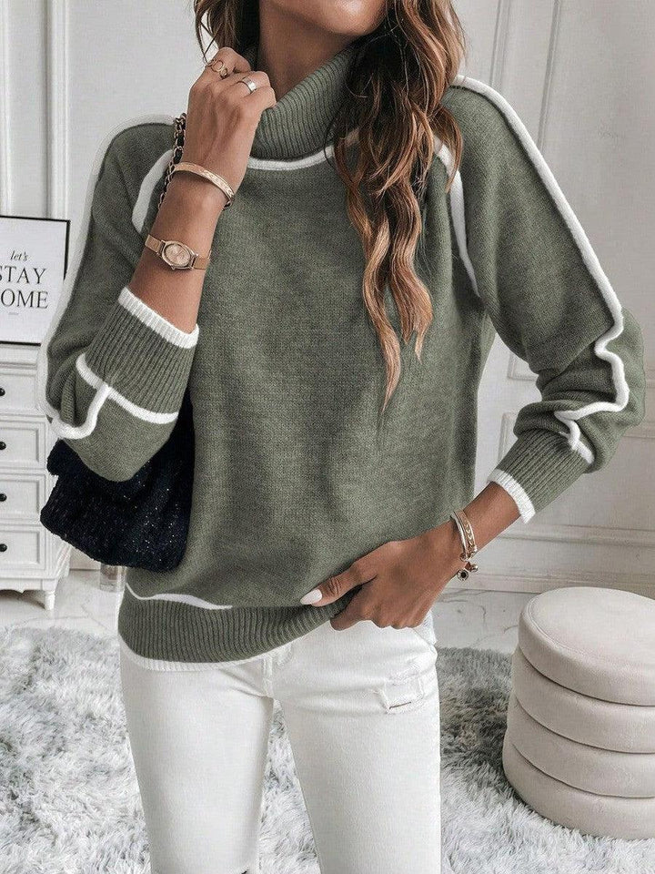 Damen Rollkragenpullover langarm | Gestrickter Winterpullover mit hohem Kragen und geradem Saum für Alltag und Freizeit