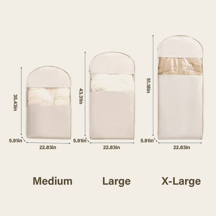 Hanging storage bag for clothes | Space-saving compression zipper without vacuum | Dust protection, transparent | M–XL