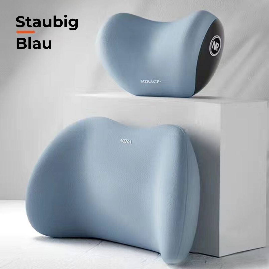 Nacken- &amp; Lendenwirbelkissen fürs Auto | Ergonomische HWS- &amp; Rückenstütze | Memory-Schaum, verstellbar &amp; einfach zu montieren
