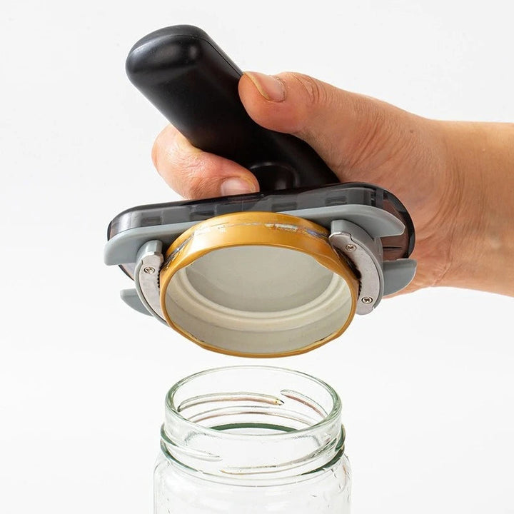 Ouvre-boîte 2-en-1 pour boîtes, bouteilles et bocaux | poignée ergonomique antidérapante | sûr avec bords lisses | compact et portable