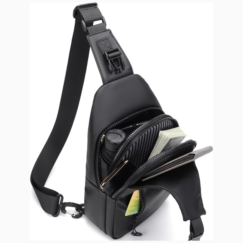 Anti-Diebstahl Crossbody Tasche | Wasserabweisende Reisetasche mit versteckten Reißverschlüssen | 6+ Fächer für Handy &amp; Reisepass