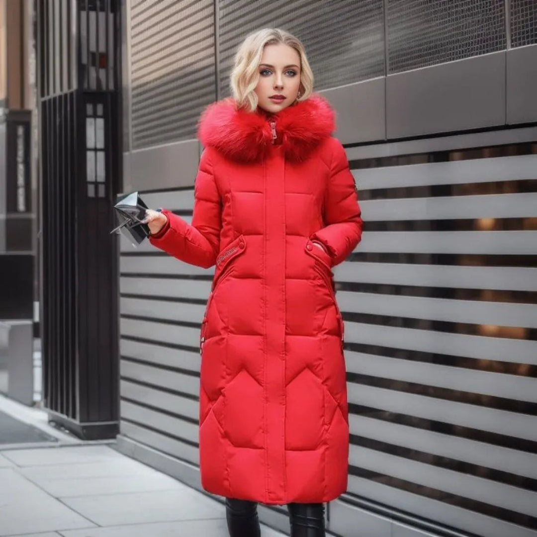 Damen Winterparka lang mit Kapuze | Warm gefütterte Parka Jacke mit verstellbarer Kapuze und großen Taschen für kalte Tage