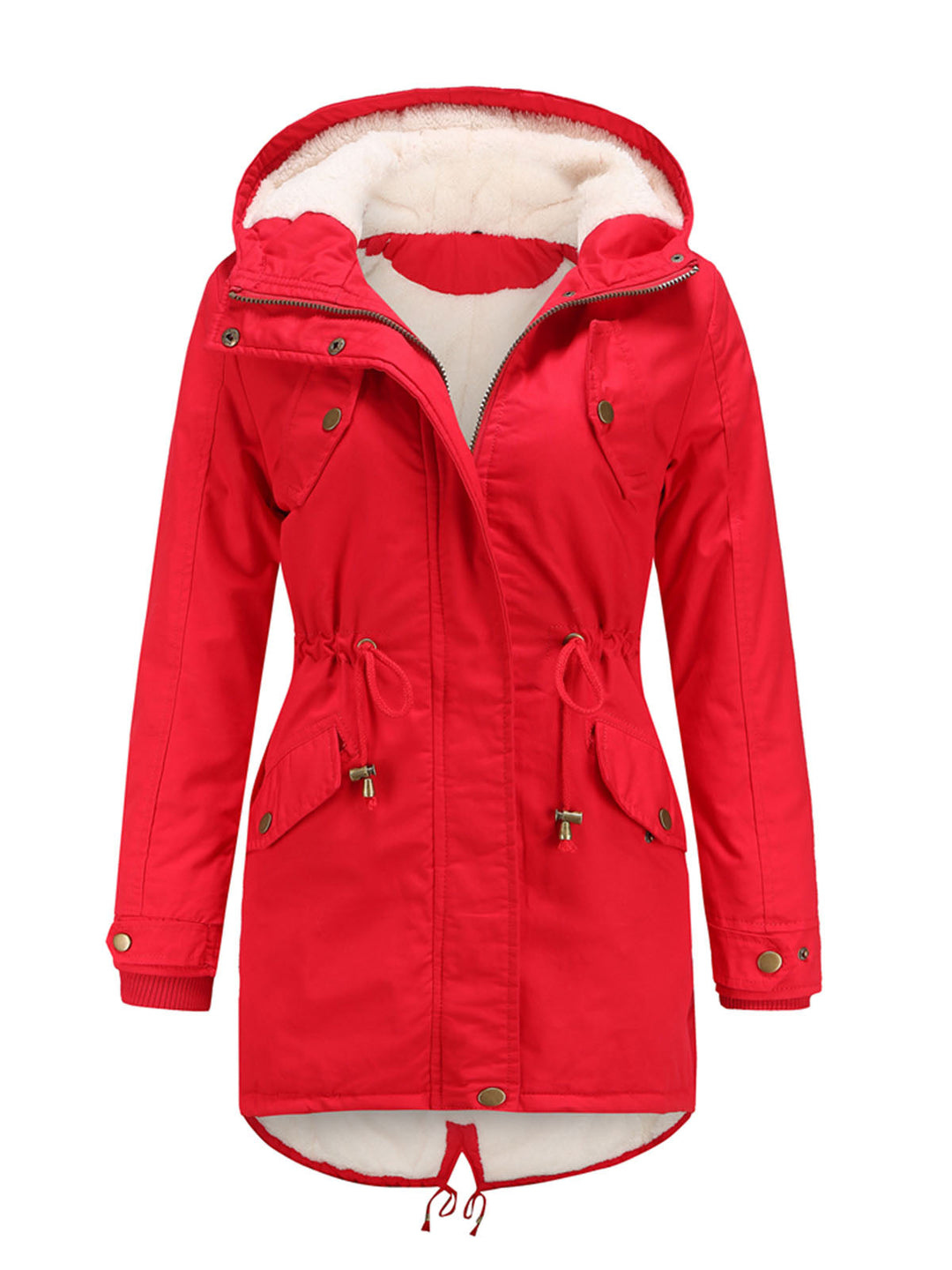 Damen Midiparka mit Kapuze | Langer Parka mit Frontreißverschluss und geradem Schnitt für Alltag, Büro und kalte Tage