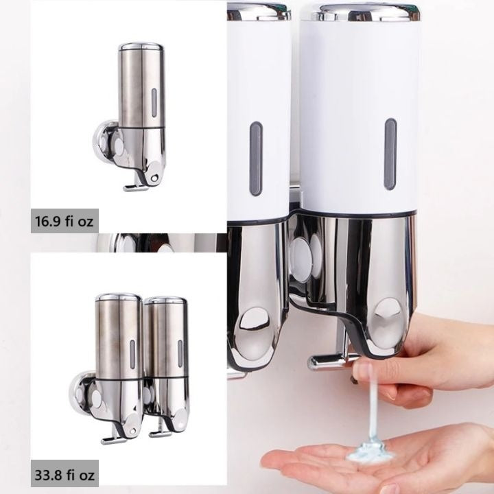 Distributore di sapone da parete | Acciaio inox e ABS | Design moderno | Salvaspazio e ricaricabile