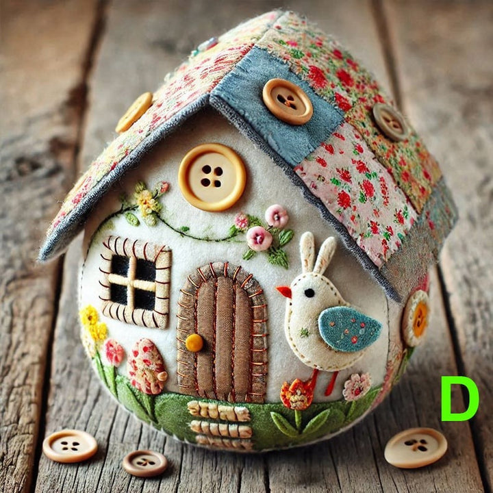 Set fai-da-te in feltro casetta a forma di uovo 9 cm | Decorazione pasquale patchwork da realizzare | Include feltro, filo da ricamo e dettagli | 5 stili