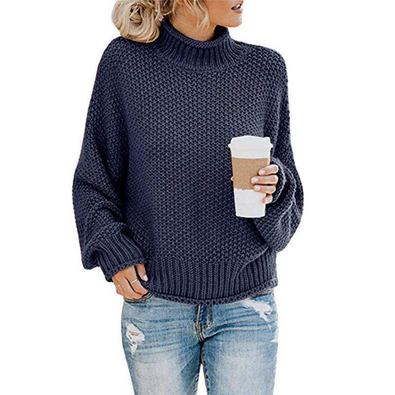 Damen Grobstrickpullover | Warmer Rollkragenpullover mit markanter Strickstruktur für Herbst und Winter
