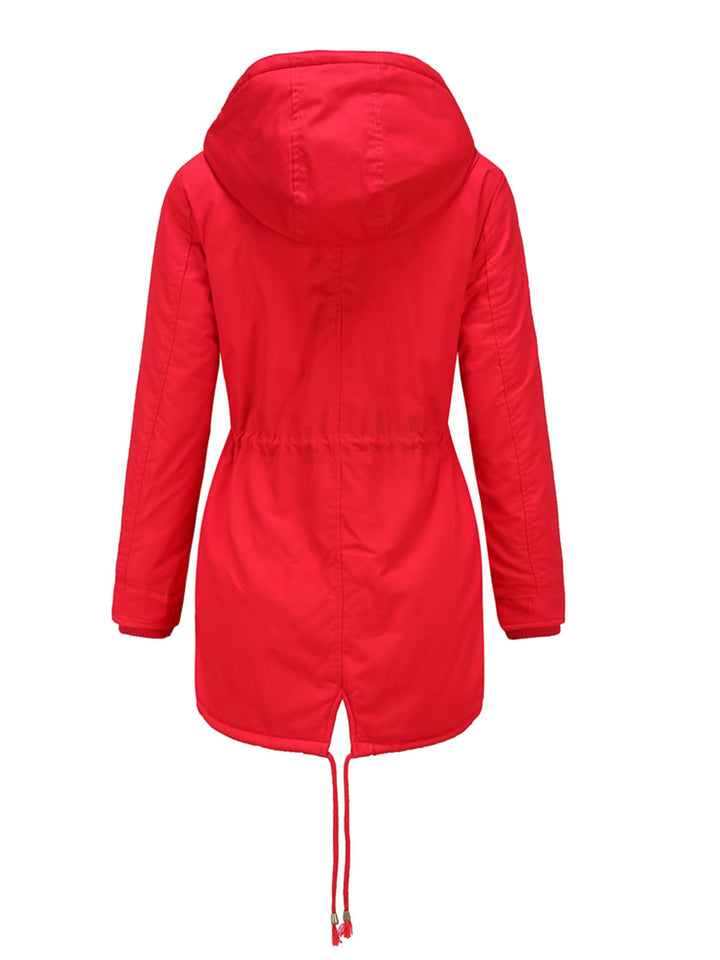 Damen Midiparka mit Kapuze | Langer Parka mit Frontreißverschluss und geradem Schnitt für Alltag, Büro und kalte Tage