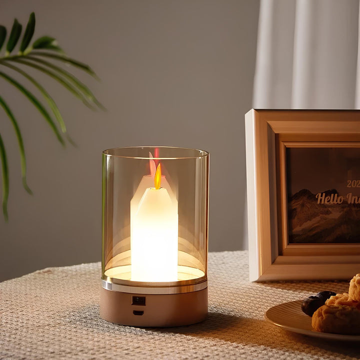 LED Kerzenlampe kabellos mit Gestensteuerung | Dimmbares warmweißes Licht | 6–8 Std. Akkulaufzeit, 8,6 x 13 cm