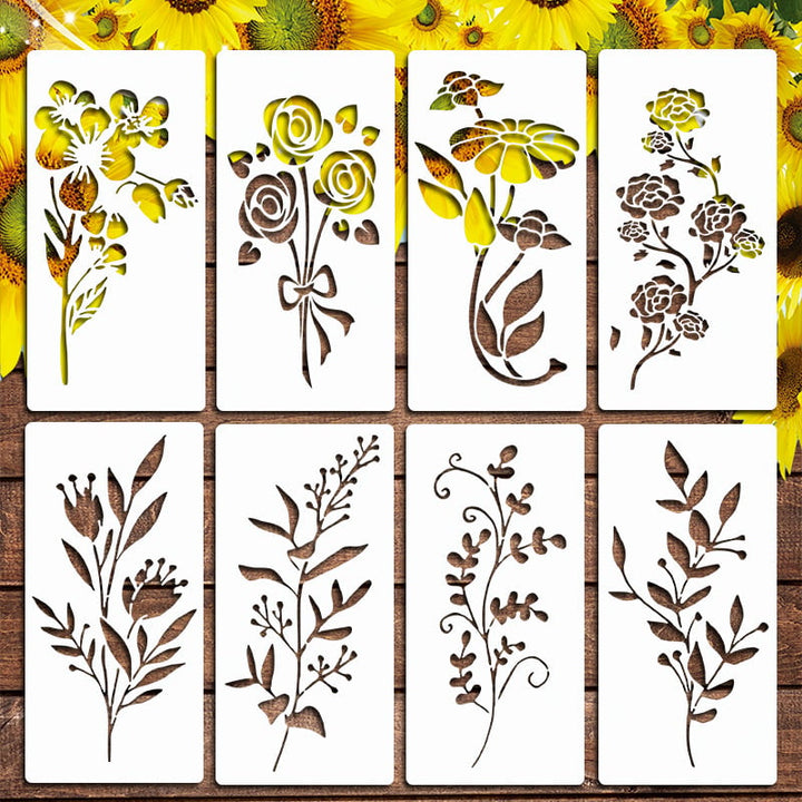 Eptchn Clôture de jardin Grandes pochoirs de fleurs Décoration DIY BloomTrace