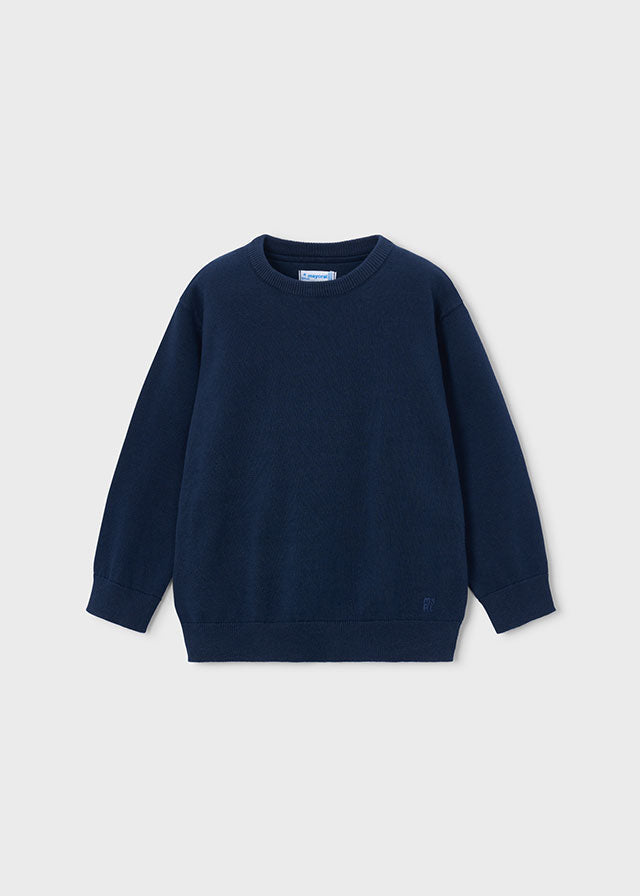 Jungen Pullover Blau mit Rundhalsausschnitt | Klassischer Pullover mit gerippten Abschlüssen für Alltag, Schule und Freizeit