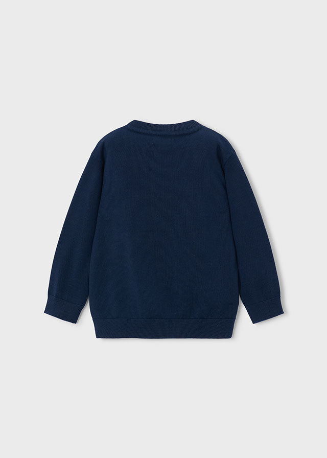 Jungen Pullover Blau mit Rundhalsausschnitt | Klassischer Pullover mit gerippten Abschlüssen für Alltag, Schule und Freizeit