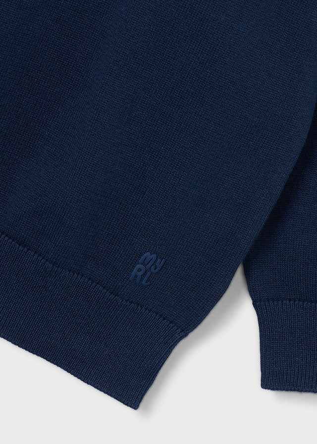 Jungen Pullover Blau mit Rundhalsausschnitt | Klassischer Pullover mit gerippten Abschlüssen für Alltag, Schule und Freizeit