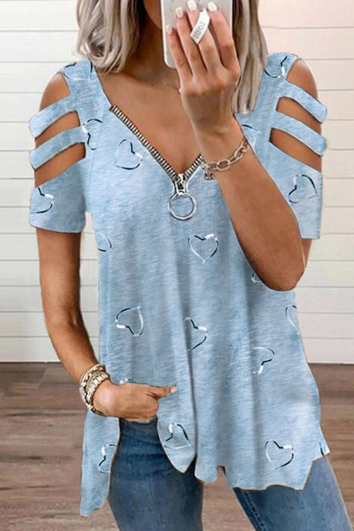 Lena | Zip V-Neck Tops