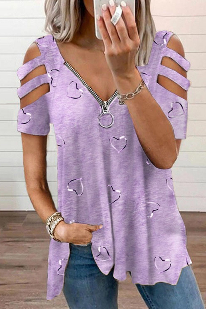 Lena | Zip V-Neck Tops
