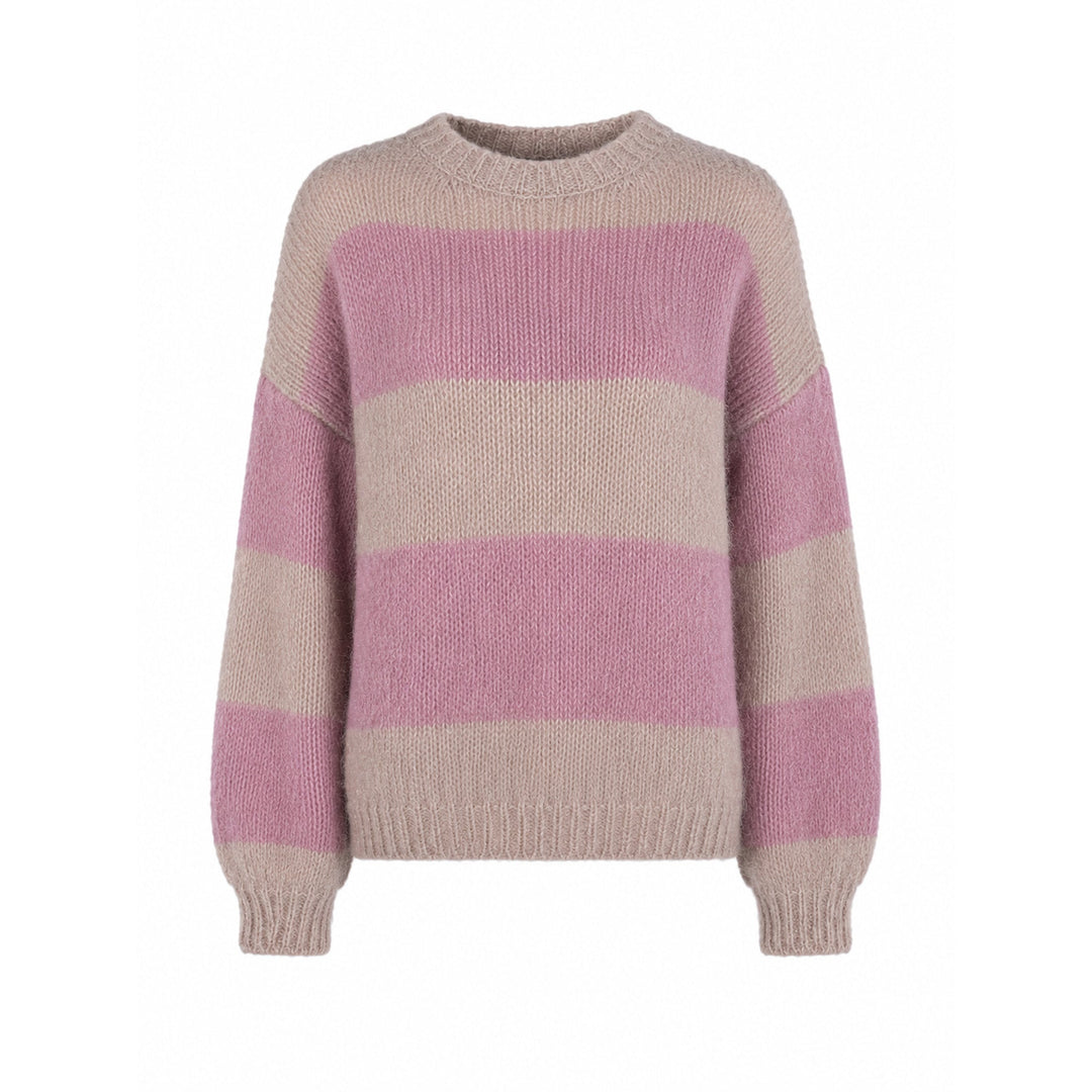 Damen Strickpullover gestreift | Weicher Pullover mit breiten Blockstreifen, Rundhalsausschnitt und überschnittenen Schultern