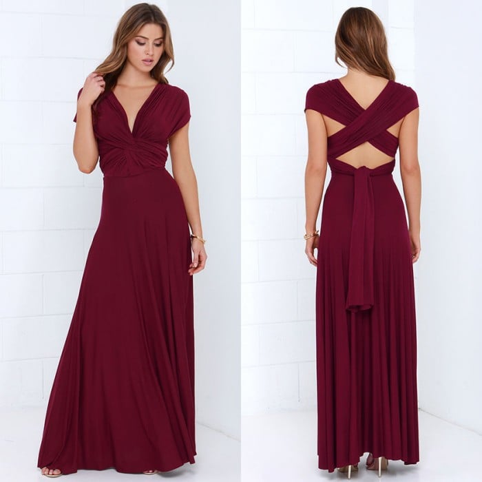 Damen Wickel-Maxikleid | 24 Tragevarianten | Ärmellos &amp; elegant | Perfekt für Hochzeit, Party &amp; Abend
