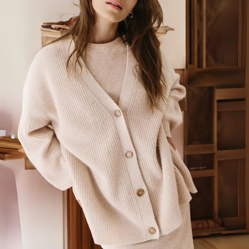 Damen Oversize Strickjacke gerippt | Lockerer langer Cardigan mit strukturierter Rippoptik für Alltag, Büro und Lagenlooks