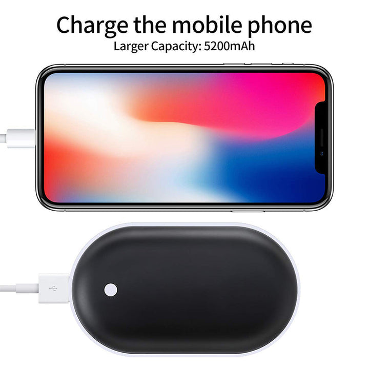 Wiederaufladbarer Handwärmer 5200 mAh | 3 Heizstufen bis 55 °C, Powerbank-Funktion und beidseitige Wärme | 4–8 Std.