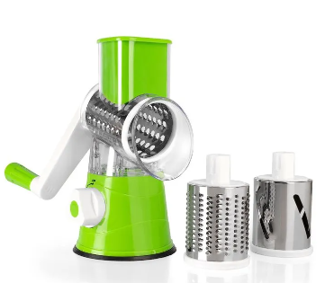 Multifunctional 3-in-1 vegetable cutter | Rotating grater, stainless steel blades | Cut, grate &amp; grind, compact &amp; safe