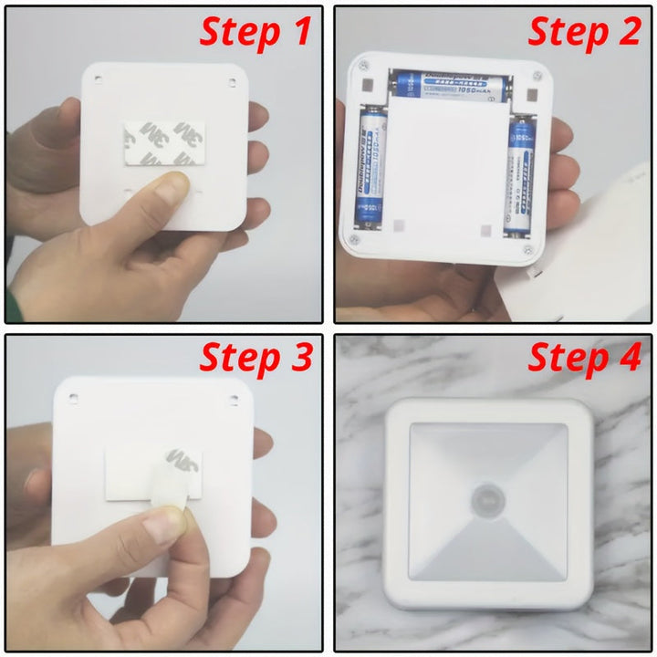 LED Nachtlicht mit Bewegungsmelder und PIR-Sensor | Kabellose Nachtlampe mit Batteriebetrieb für Flur, Schlafzimmer und Bad