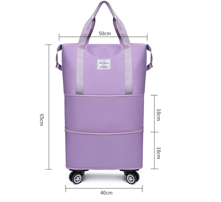 Reise-Organizer Koffer mit Fächersystem | Erweiterbarer Stauraum + optionale Rollen | Ordnung beim Packen | Farben Schwarz/Lila/Rosa/Blau