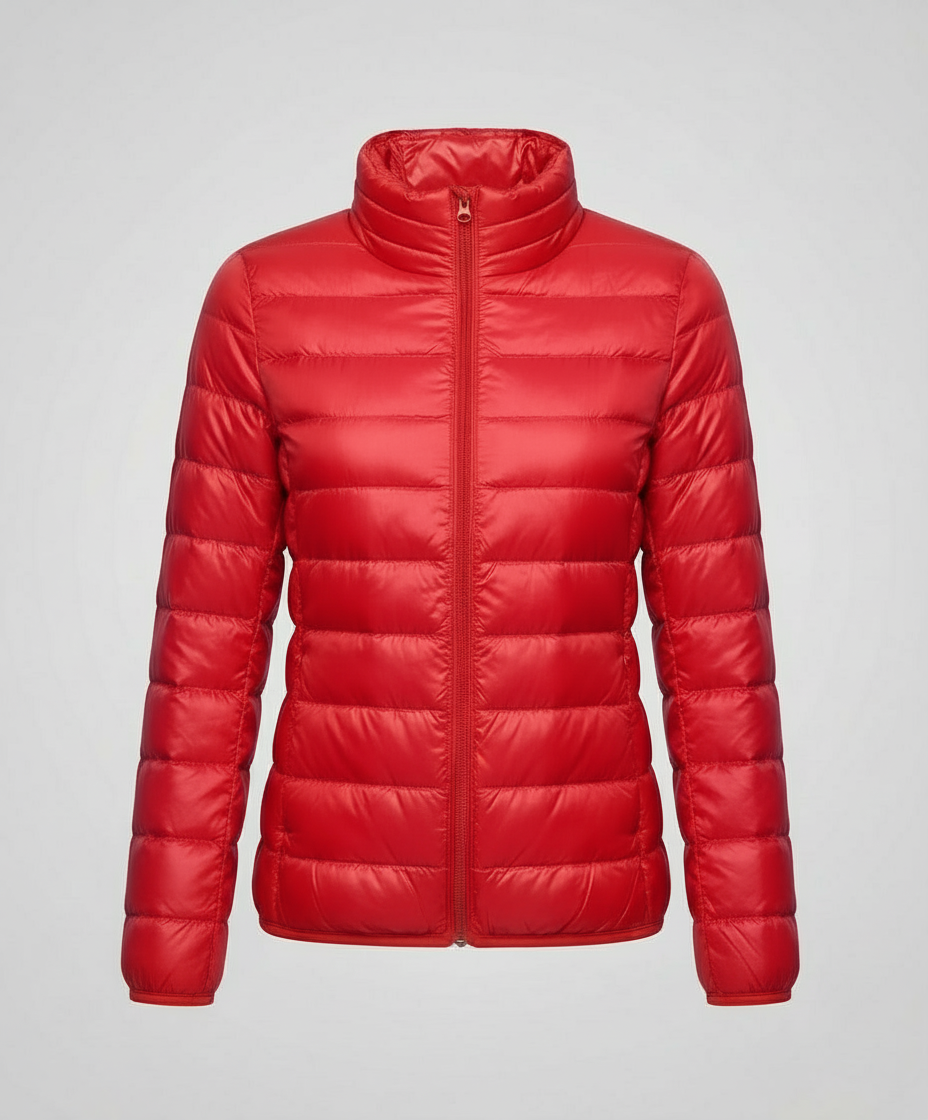 Damen Daunenjacke mit Steppmuster | Figurbetonte hüftlange Jacke mit elastischen Bündchen für Freizeit und Outdoor-Aktivitäten
