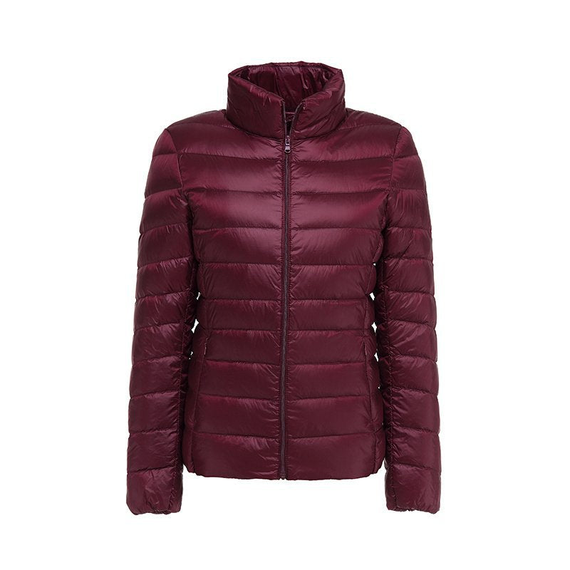 Damen Daunenjacke mit Steppmuster | Figurbetonte hüftlange Jacke mit elastischen Bündchen für Freizeit und Outdoor-Aktivitäten