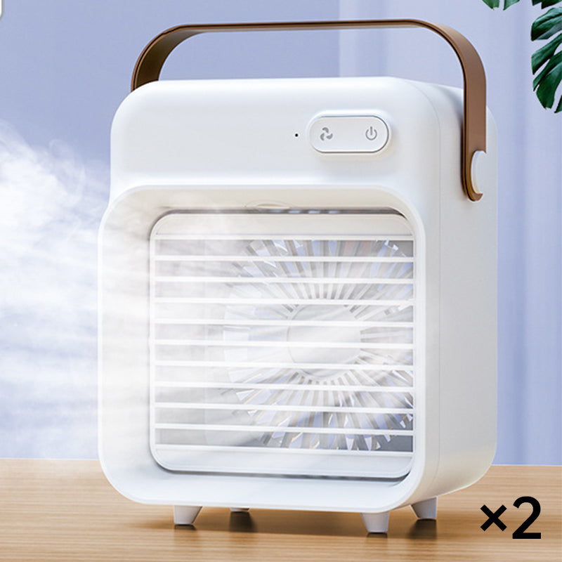 Tragbarer Mini-Luftkühler mit Sprühnebel | Wiederaufladbarer 2400 mAh Ventilator | 3 Geschwindigkeitsstufen