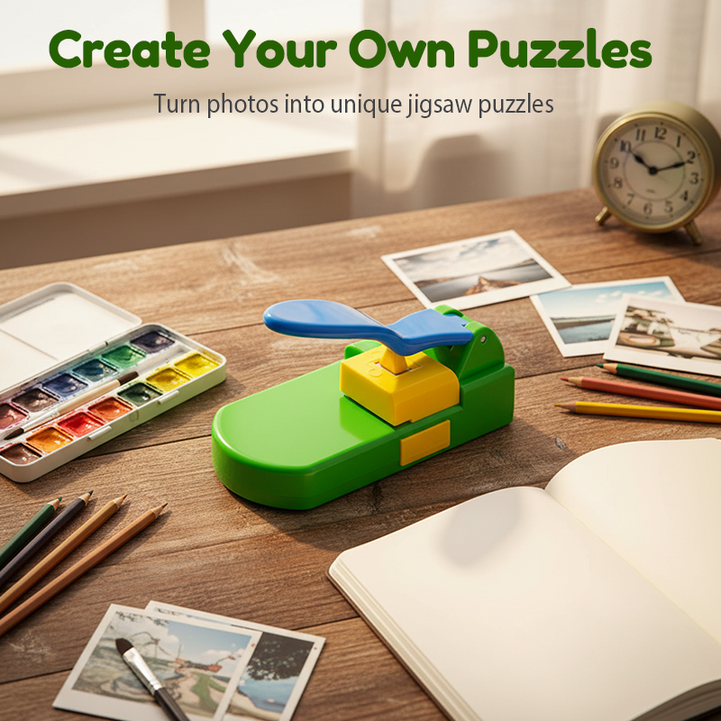 DIY tvorca puzzle s úložným zásuvkom | Reže fotografie/kresby na puzzle dieliky pomocou páky | Presná čepeľ | 20,6x10,6x12,4 cm