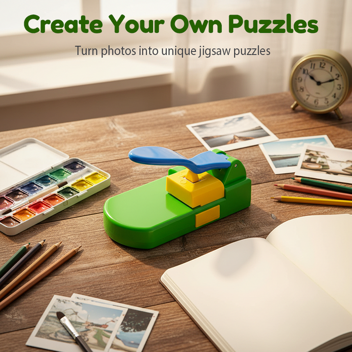 DIY tvorca puzzle s úložným zásuvkom | Reže fotografie/kresby na puzzle dieliky pomocou páky | Presná čepeľ | 20,6x10,6x12,4 cm