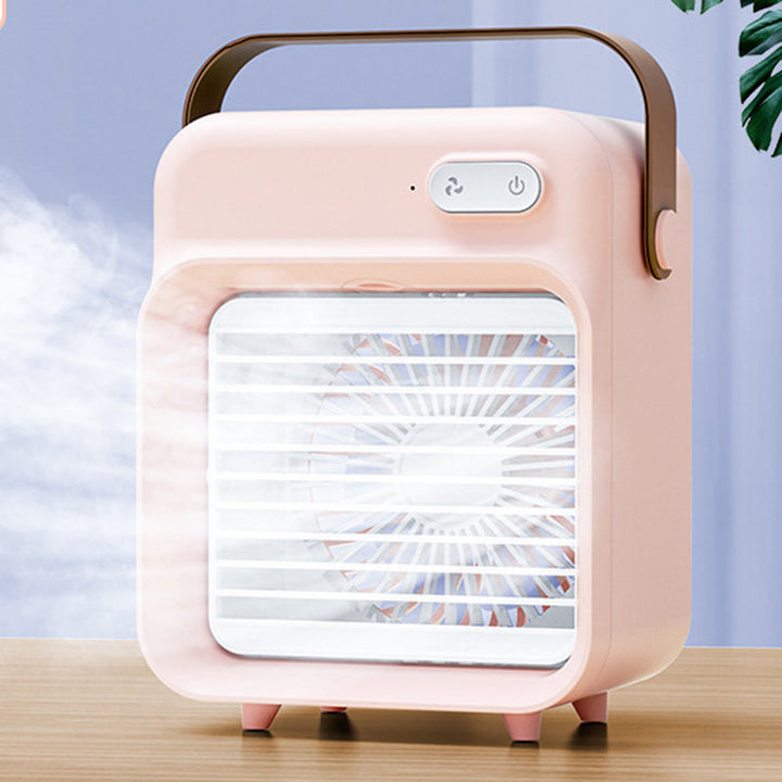 Tragbarer Mini-Luftkühler mit Sprühnebel | Wiederaufladbarer 2400 mAh Ventilator | 3 Geschwindigkeitsstufen