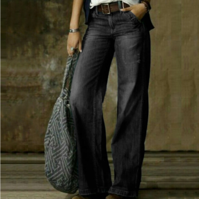 Damen Vintage Hose Mit Hoher Taille | Weites Bein